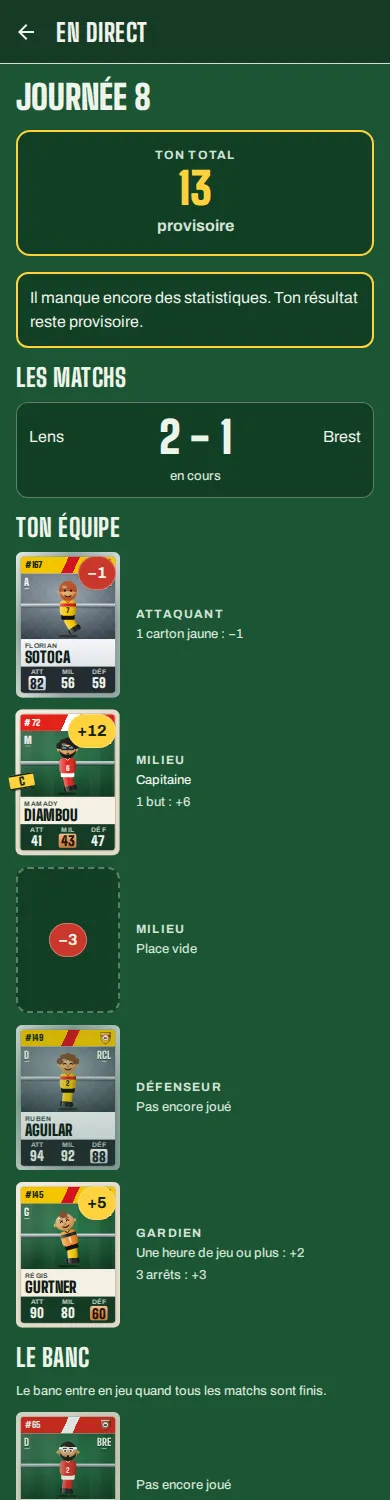 La diretta: i punti dei giocatori che arrivano durante le partite.